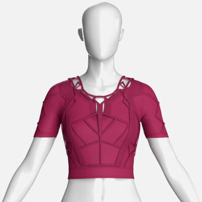 Girls Short Sleeve Crop Top with Piping