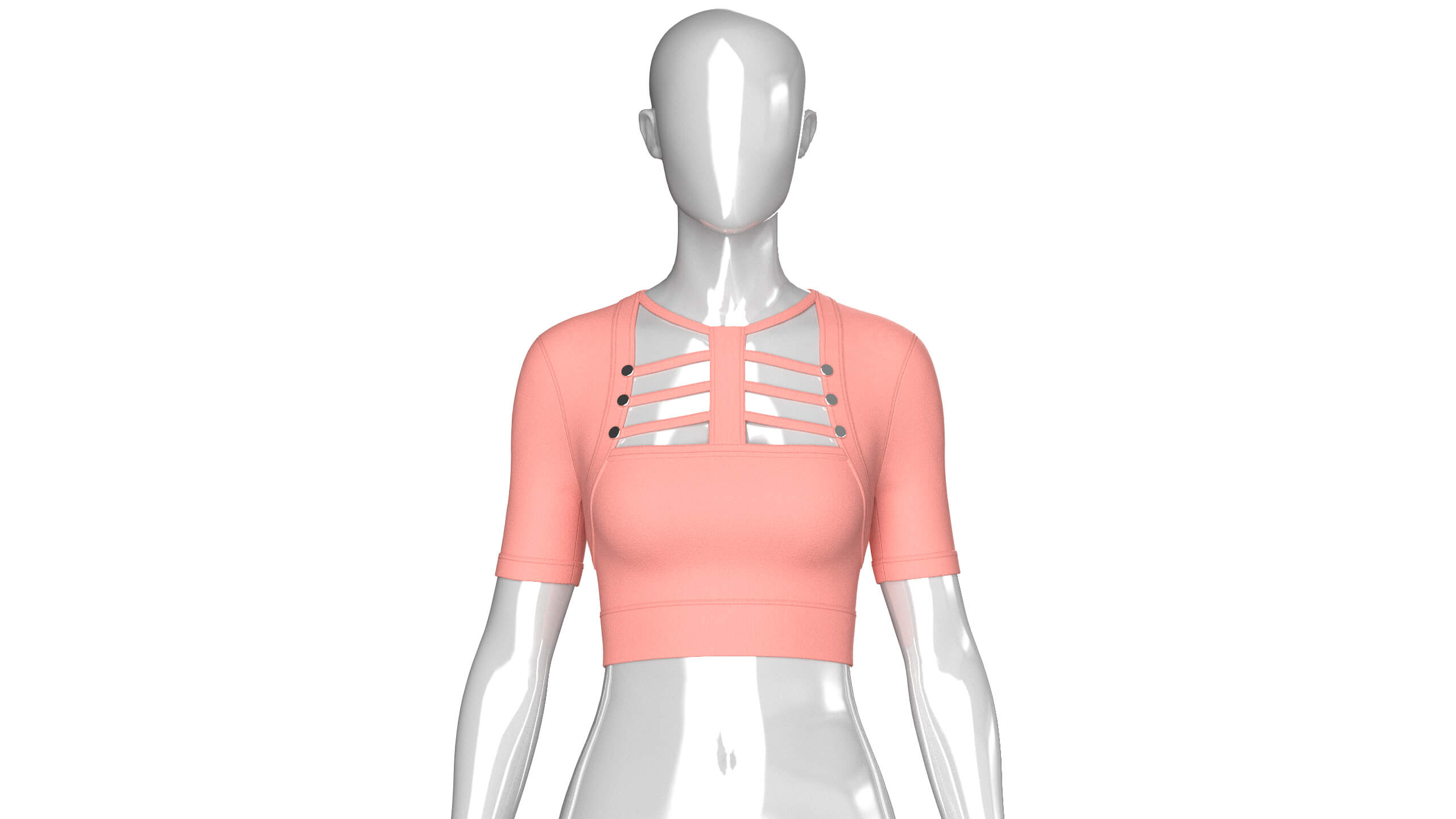 Girls Short-Sleeve Cutout Crop Top 3D Model