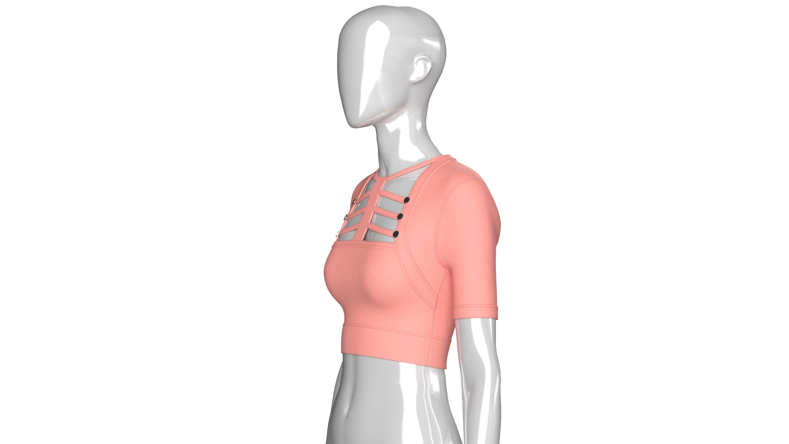 Girls Short-Sleeve Cutout Crop Top 3D Model