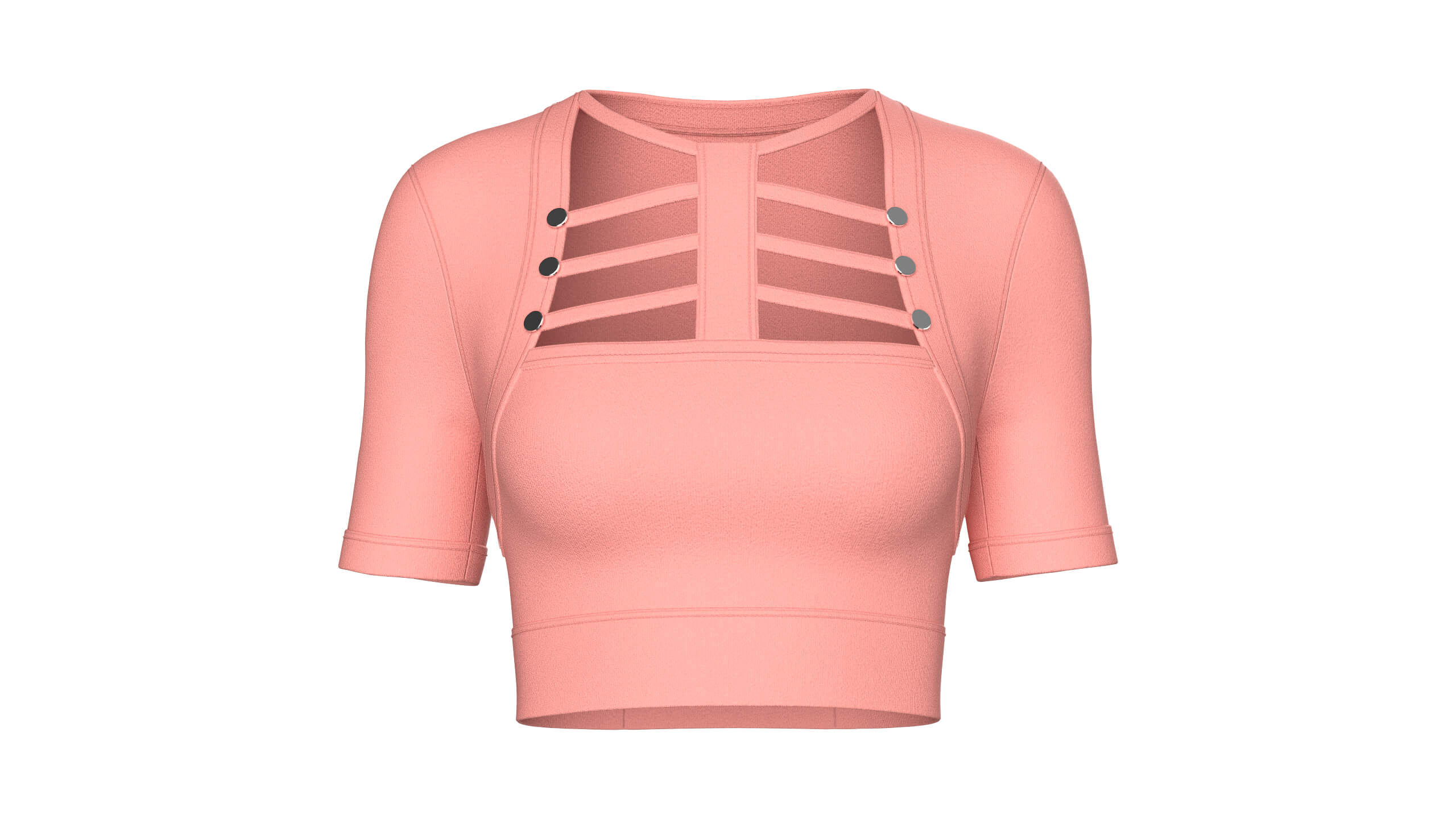 Girls Short-Sleeve Cutout Crop Top 3D Model