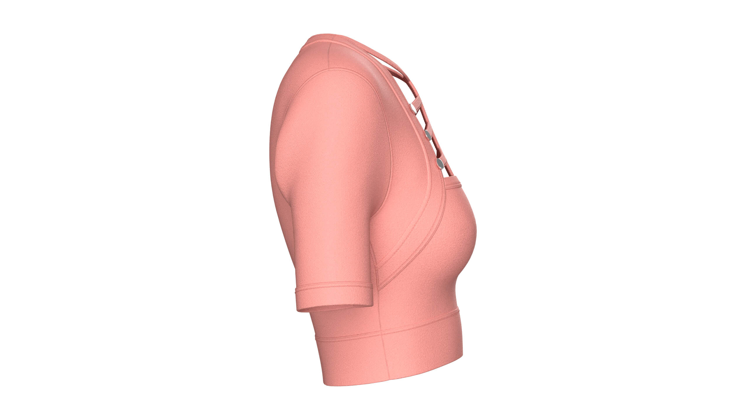 Girls Short-Sleeve Cutout Crop Top 3D Model