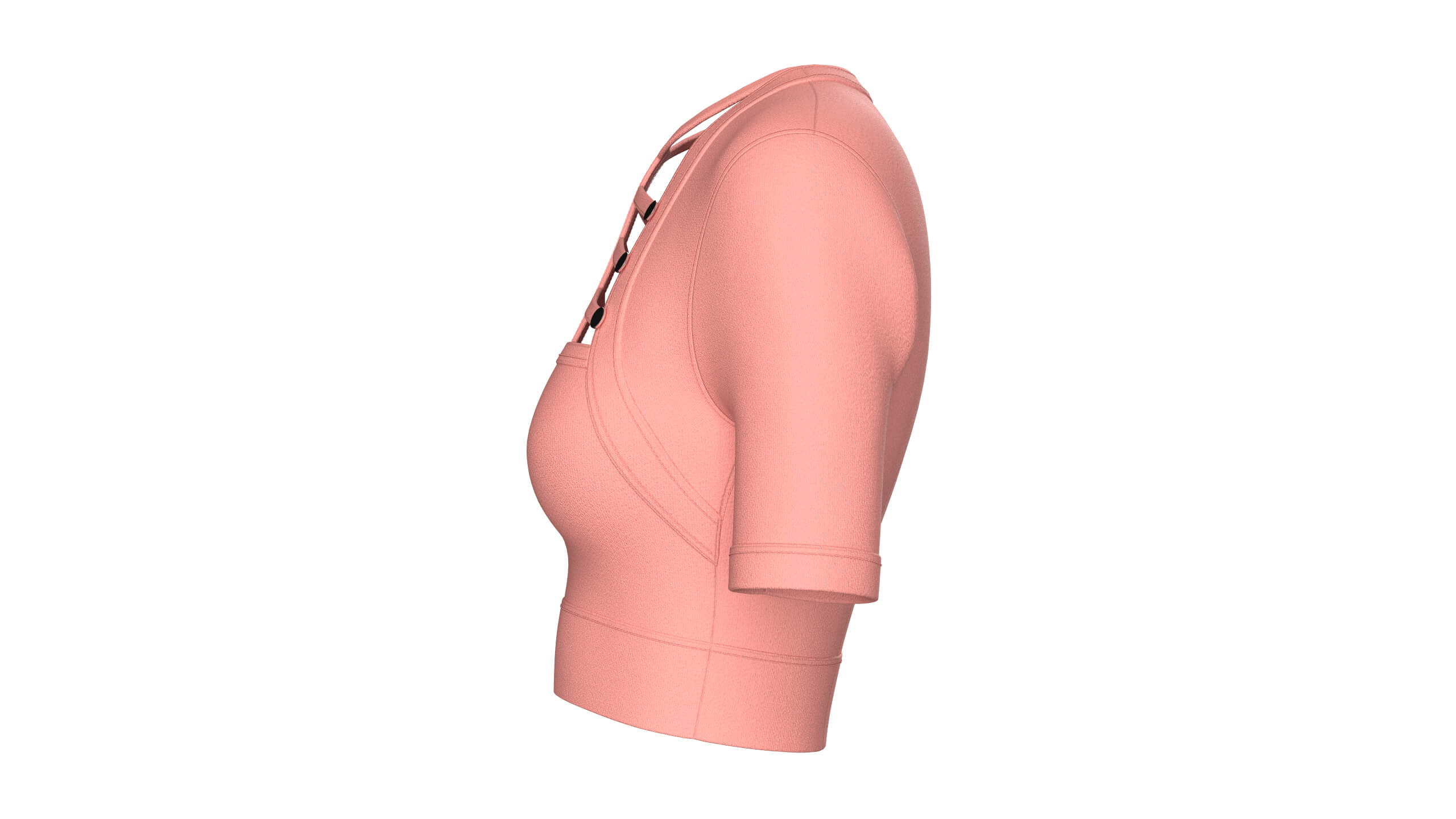 Girls Short-Sleeve Cutout Crop Top 3D Model