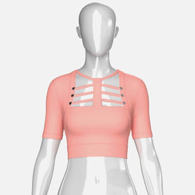 Girls Short-Sleeve Cutout Crop Top