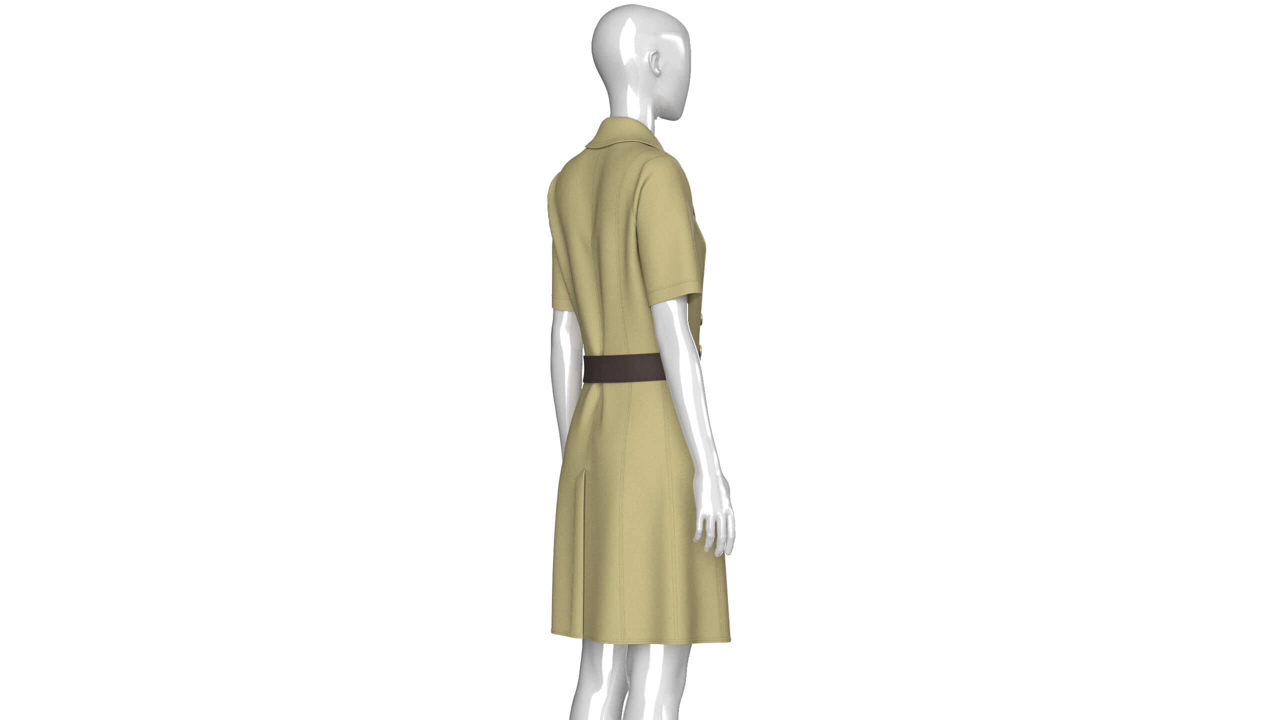 Girls Short Sleeve Double Breasted Coat Dress 3D Model