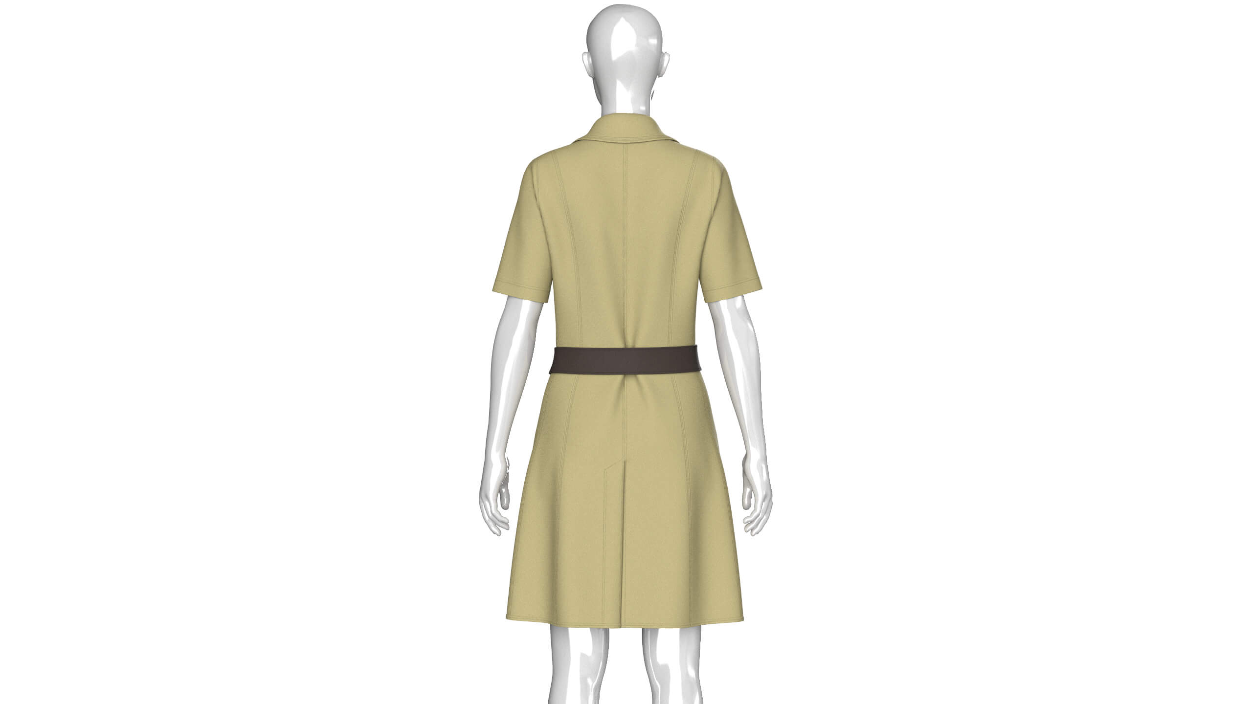 Girls Short Sleeve Double Breasted Coat Dress 3D Model