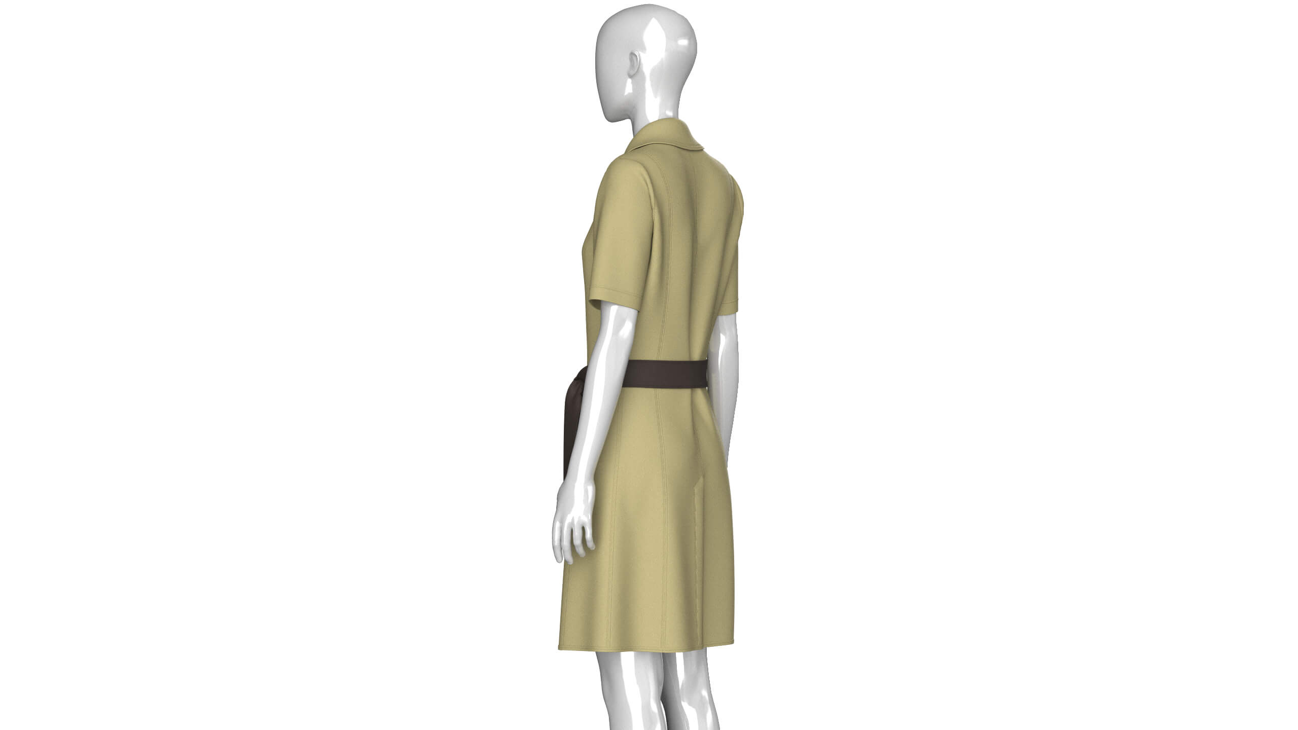 Girls Short Sleeve Double Breasted Coat Dress 3D Model