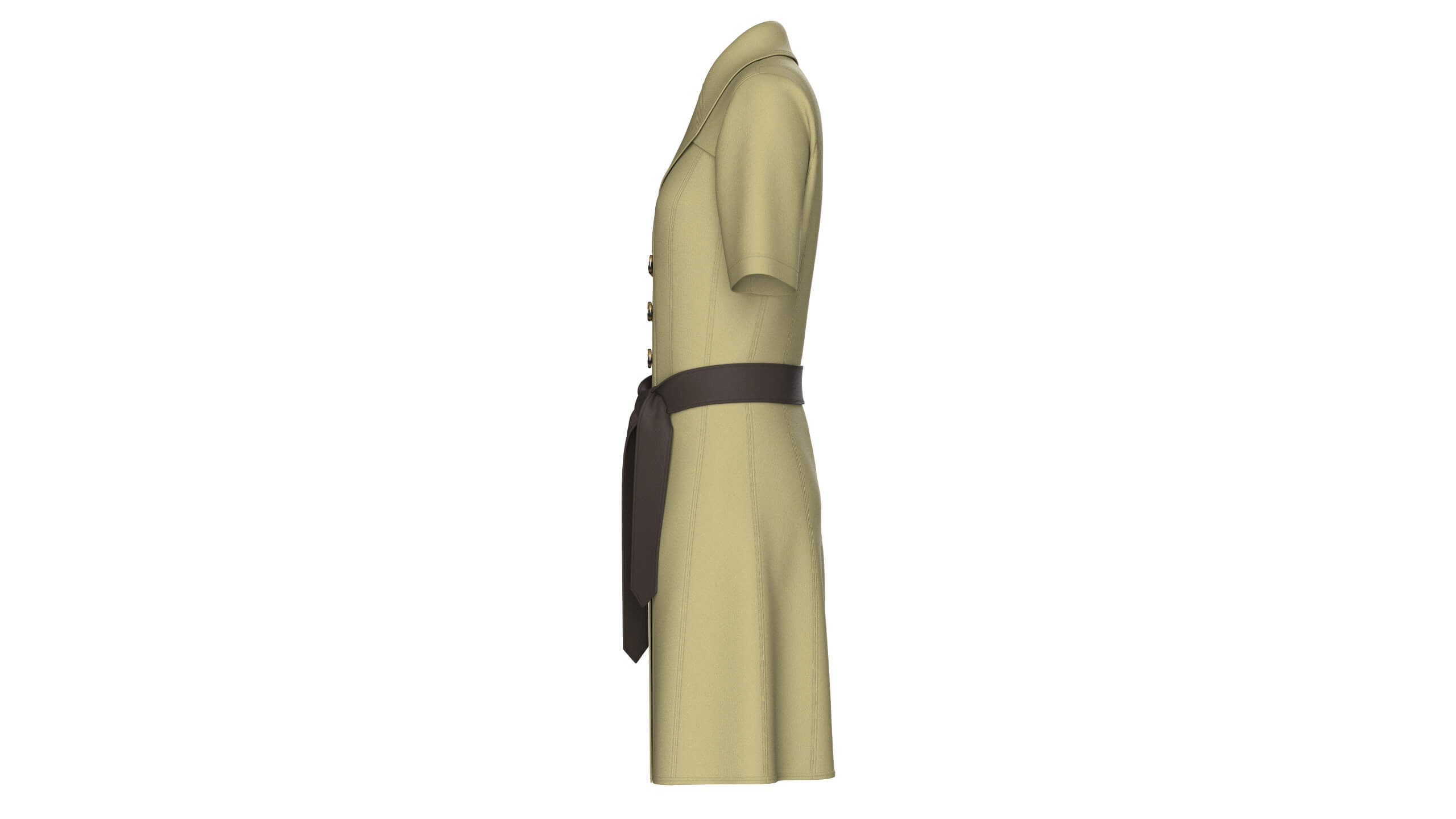 Girls Short Sleeve Double Breasted Coat Dress 3D Model
