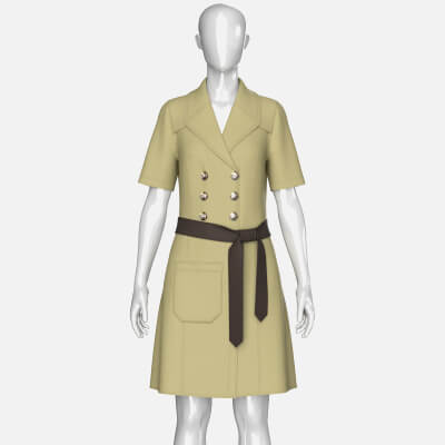 Girls Short Sleeve Double Breasted Coat Dress