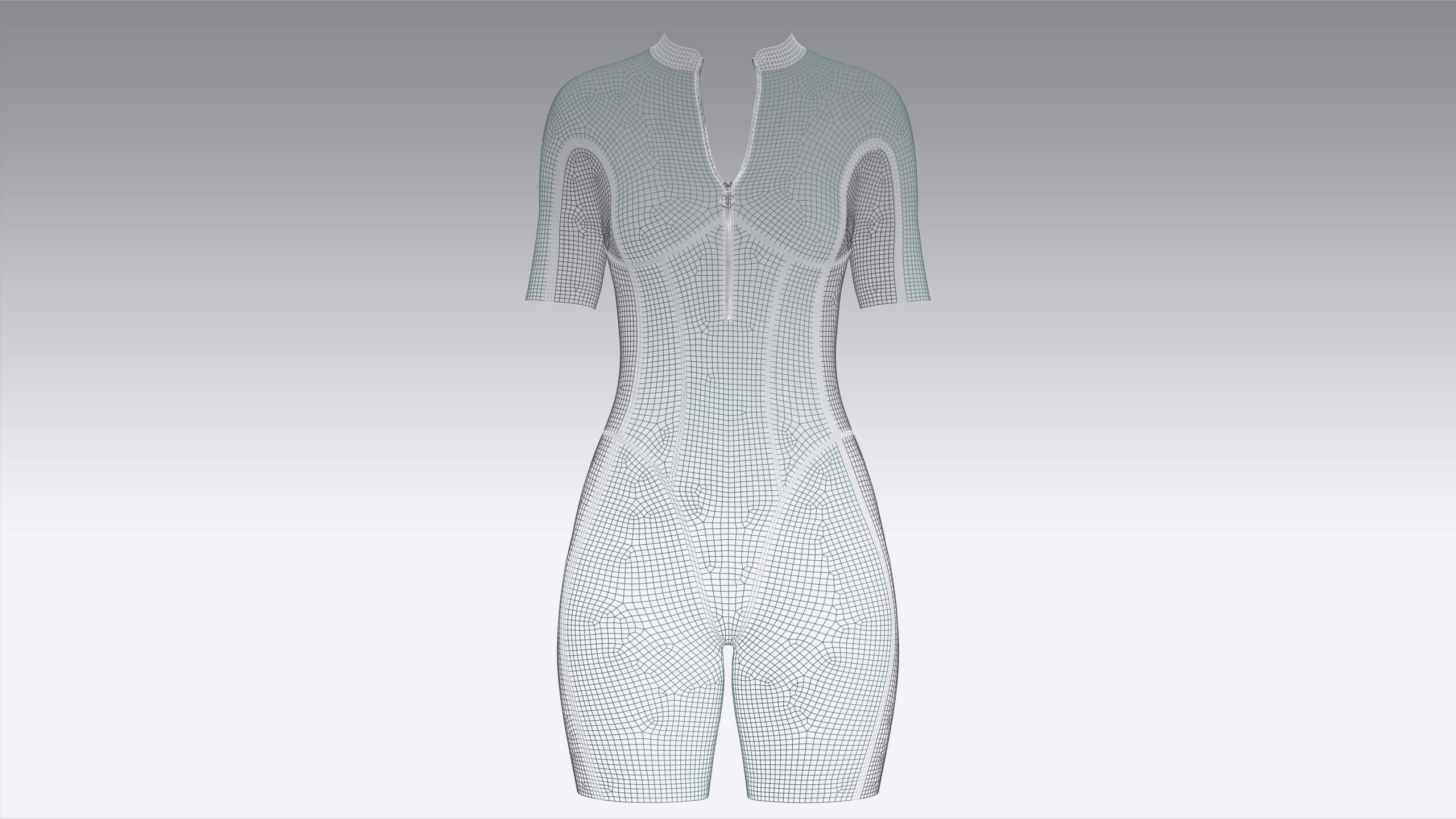 Girls Short-Sleeve Swimsuit with White Piping 3D Model