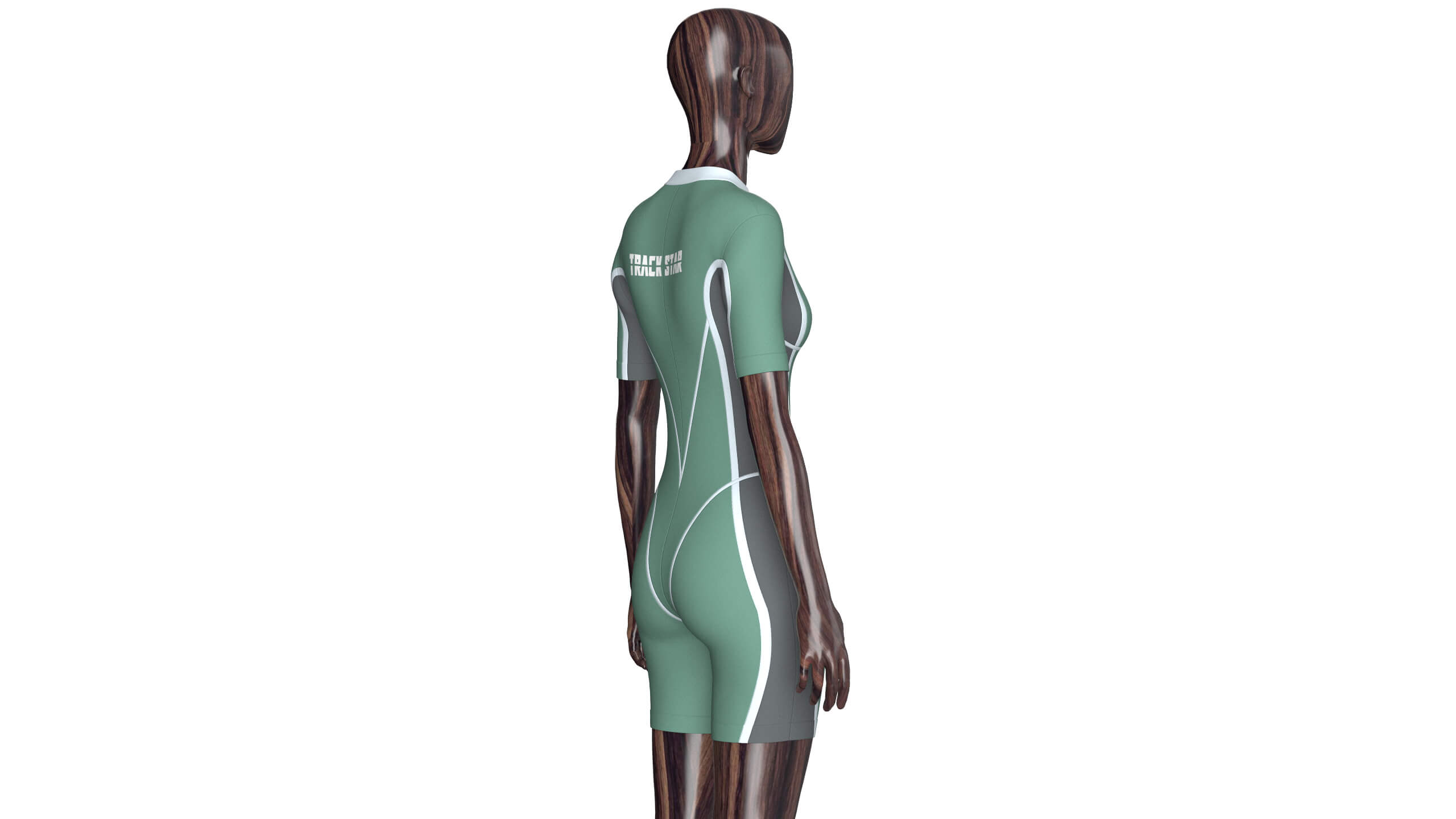 Girls Short-Sleeve Swimsuit with White Piping 3D Model