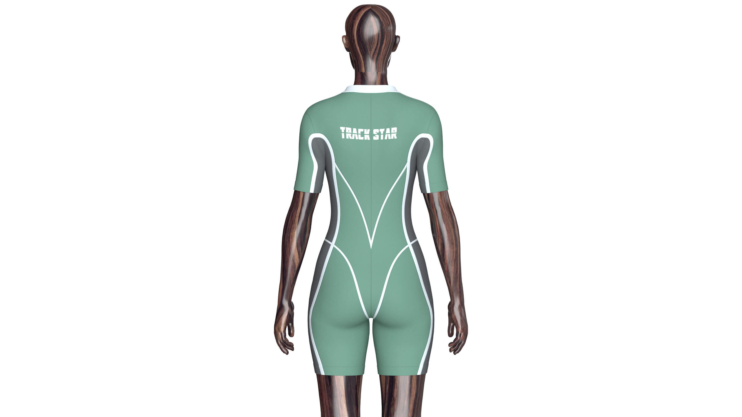 Girls Short-Sleeve Swimsuit with White Piping 3D Model
