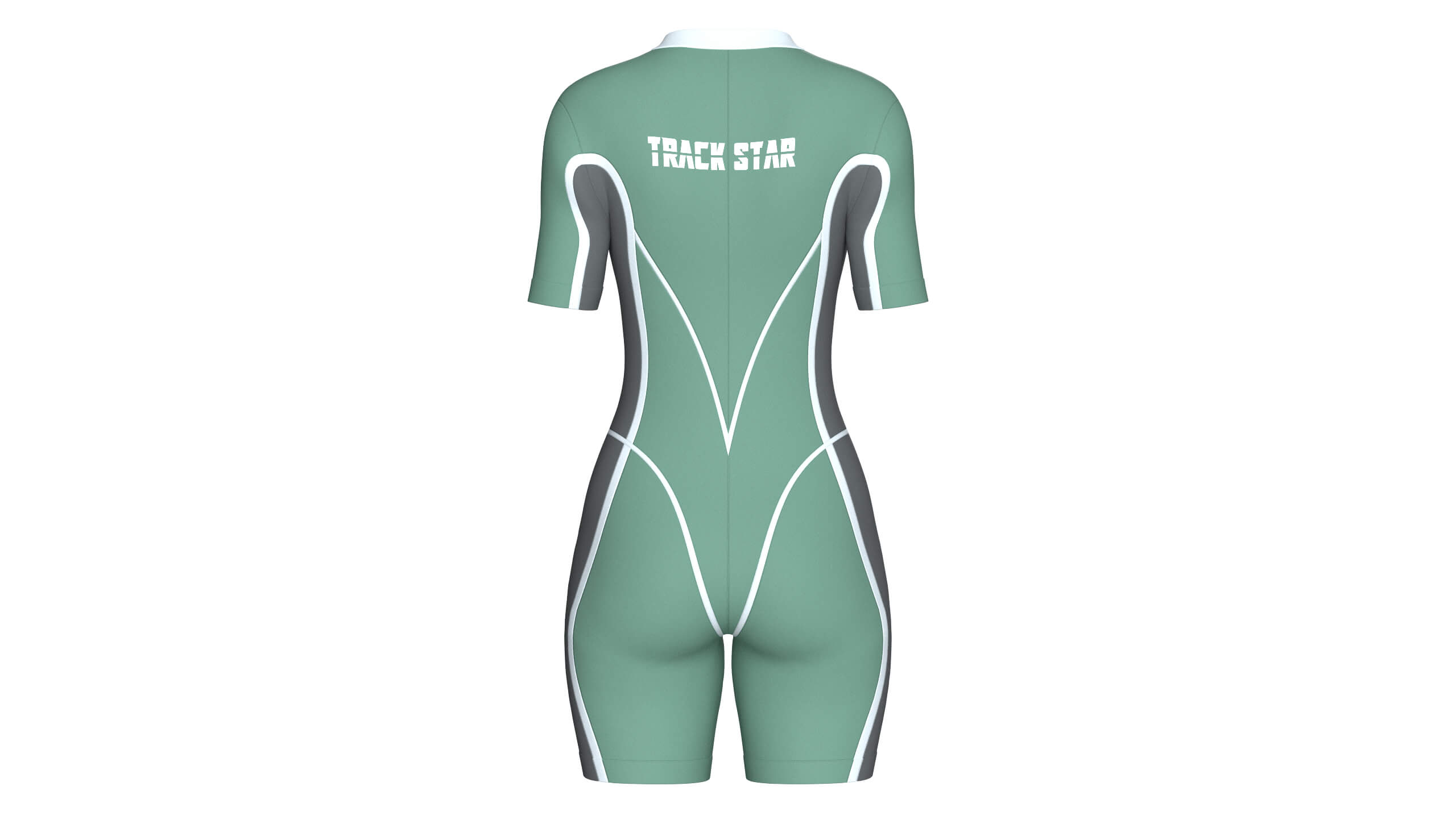 Girls Short-Sleeve Swimsuit with White Piping 3D Model