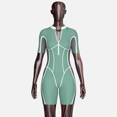 Girls Short-Sleeve Swimsuit with White Piping