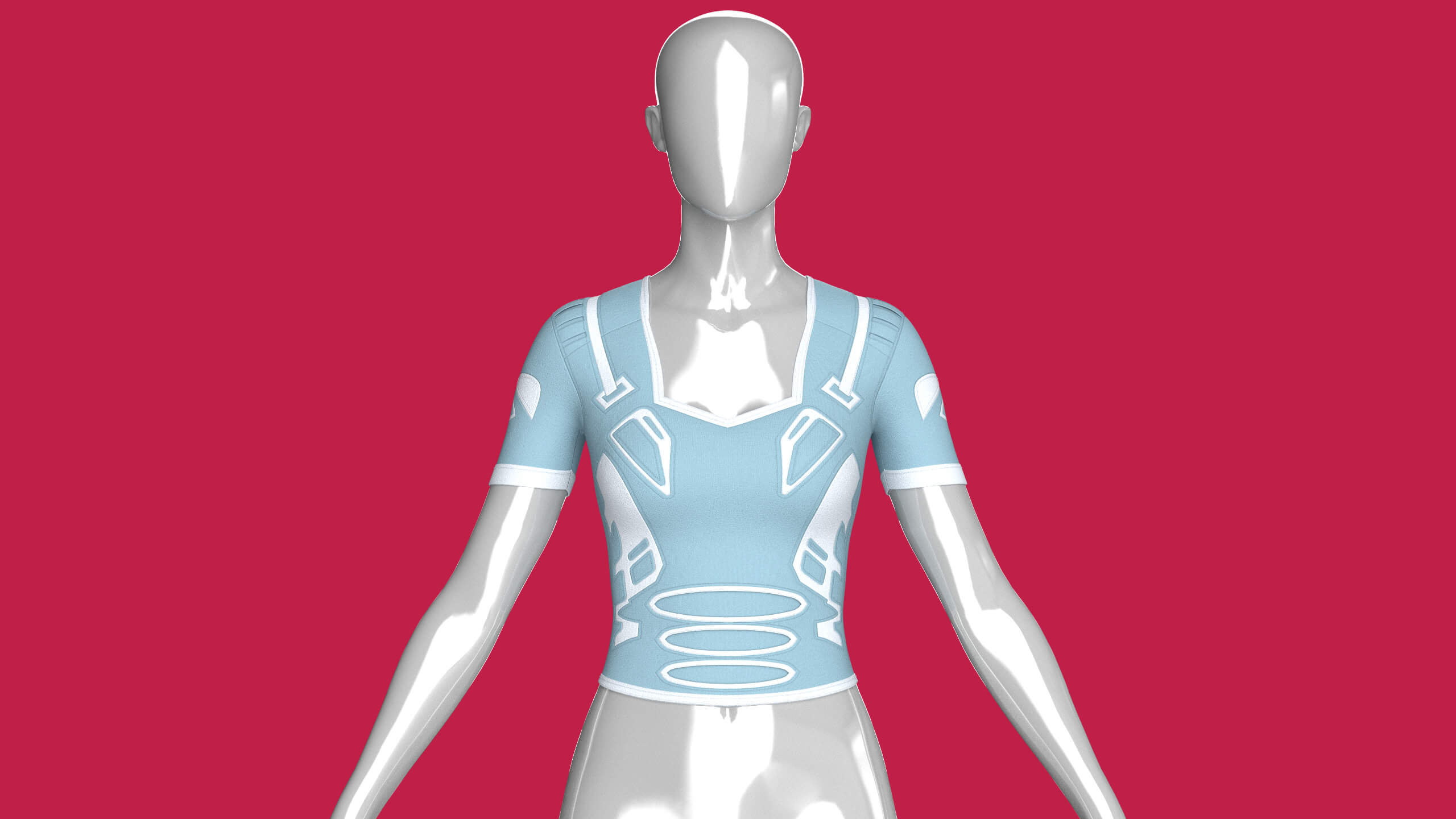 Girls Short Sleeve Tactical Crop Top 3D Model