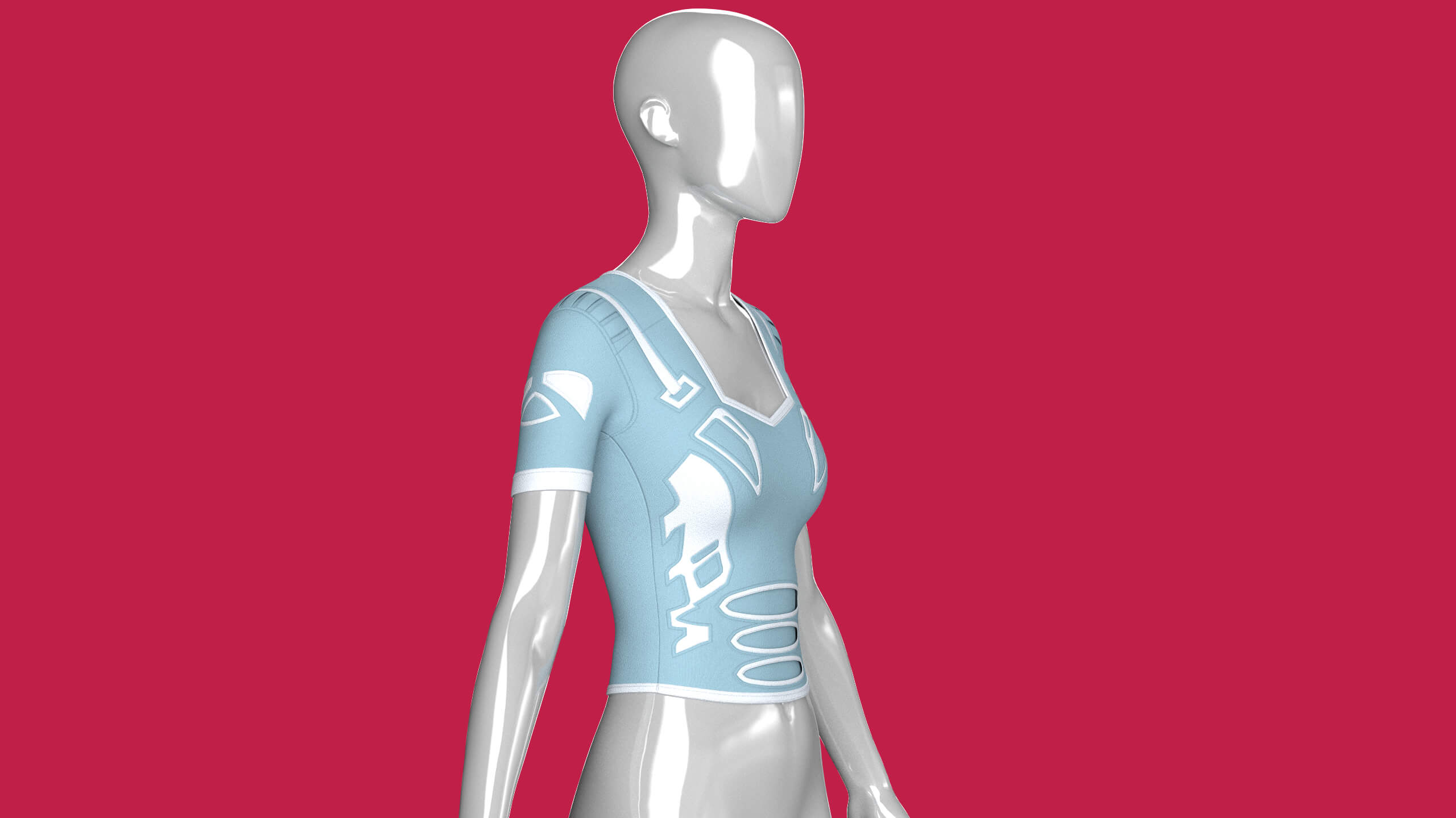 Girls Short Sleeve Tactical Crop Top 3D Model