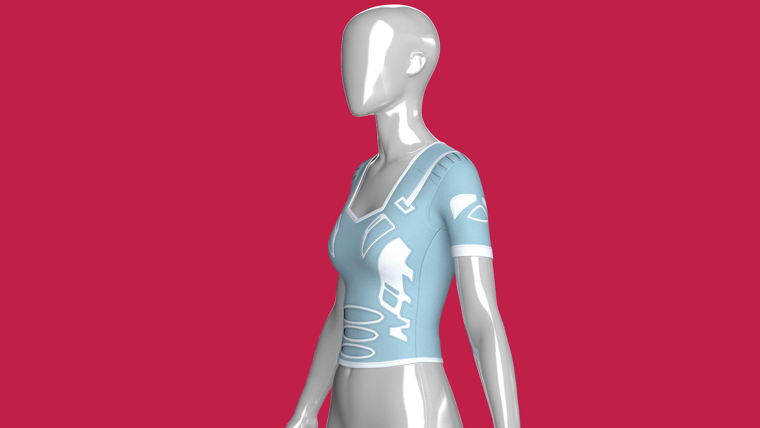 Girls Short Sleeve Tactical Crop Top 3D Model