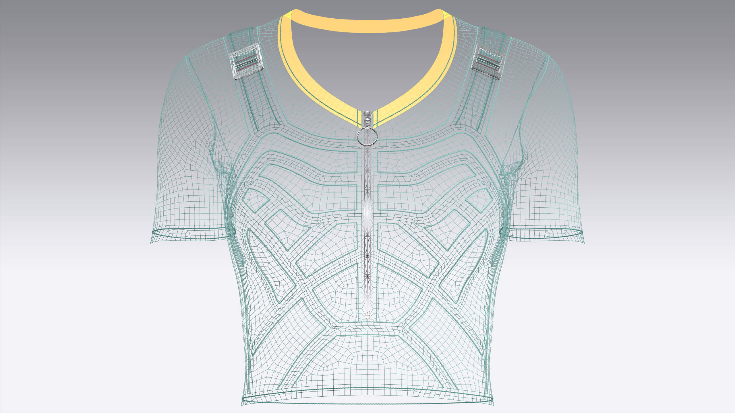 Girls Short Sleeve Zip-Up Crop Top 3D Model