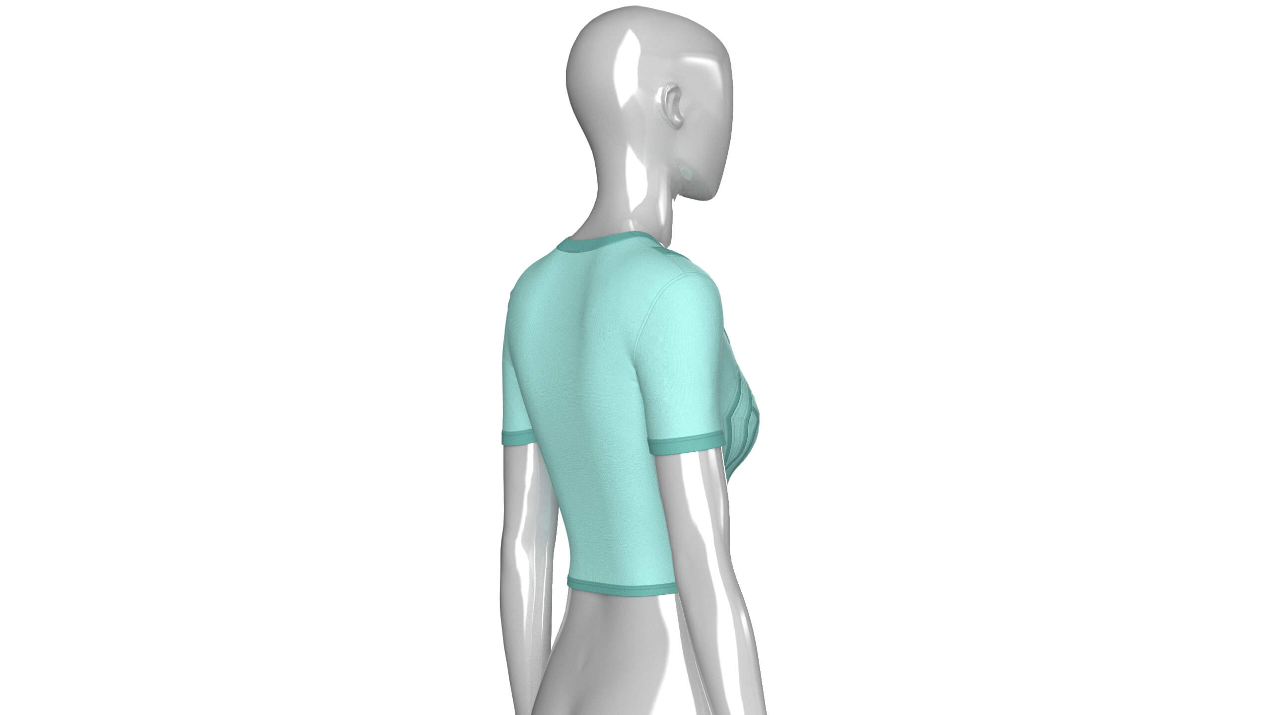 Girls Short Sleeve Zip-Up Crop Top 3D Model