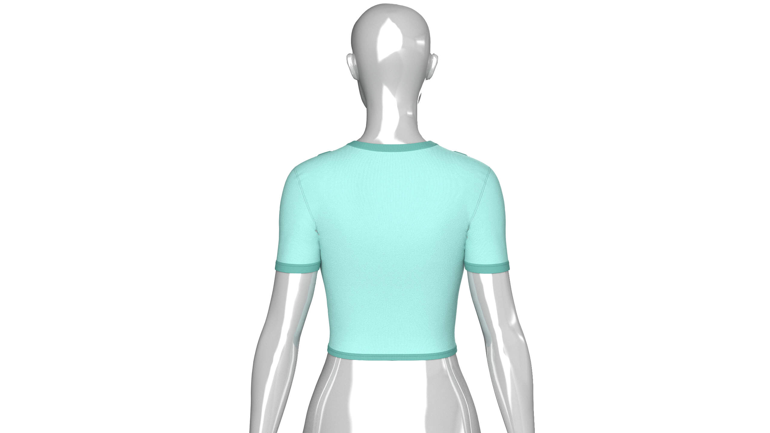 Girls Short Sleeve Zip-Up Crop Top 3D Model