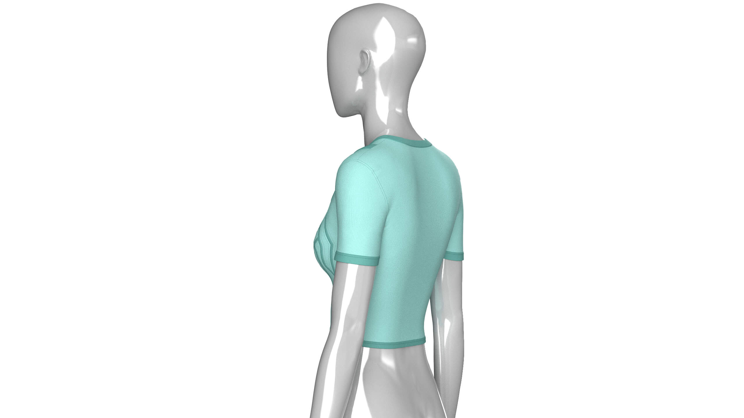 Girls Short Sleeve Zip-Up Crop Top 3D Model
