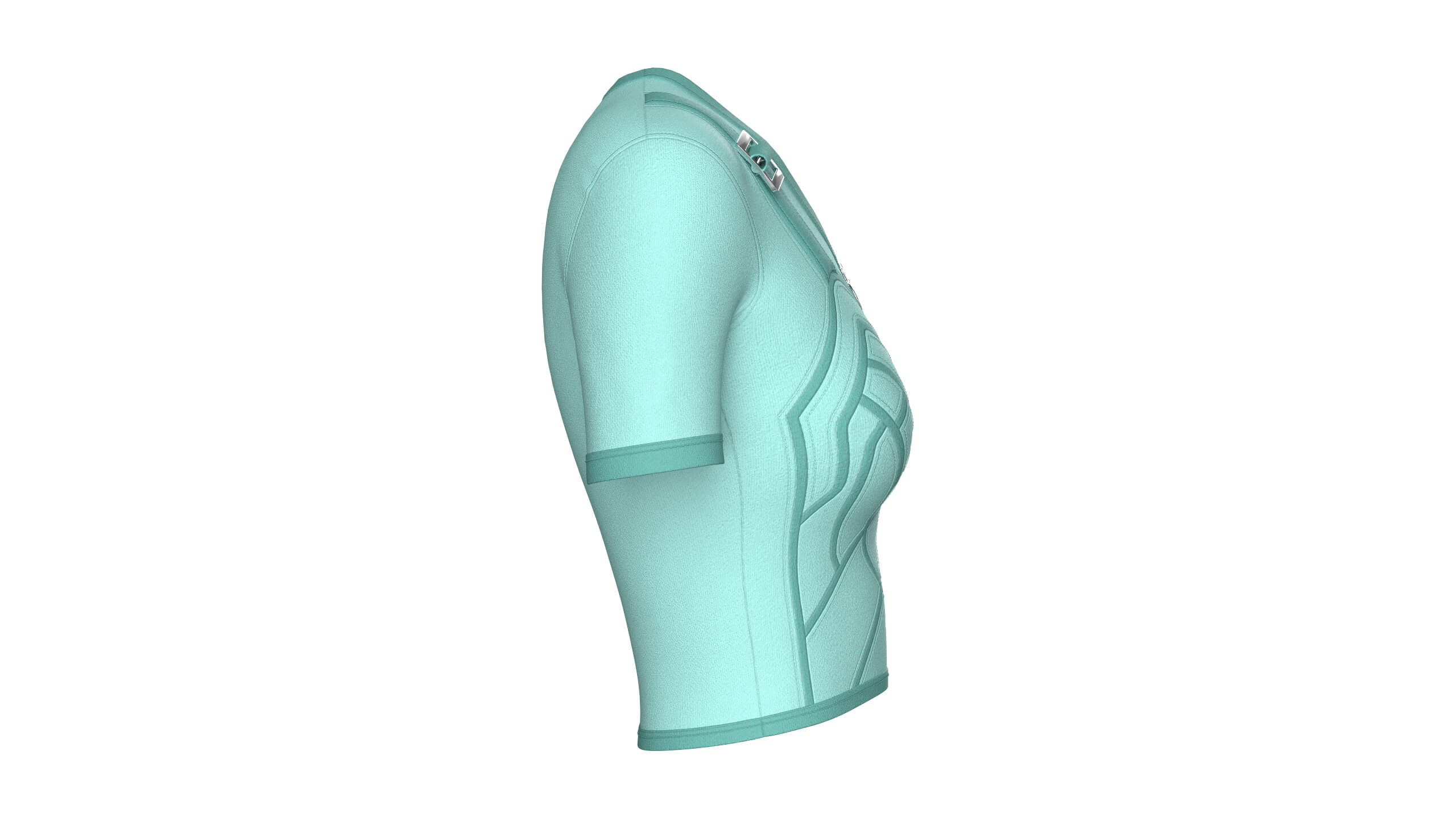 Girls Short Sleeve Zip-Up Crop Top 3D Model