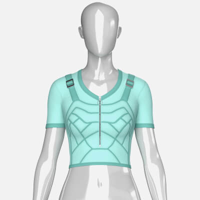 Girls Short Sleeve Zip-Up Crop Top