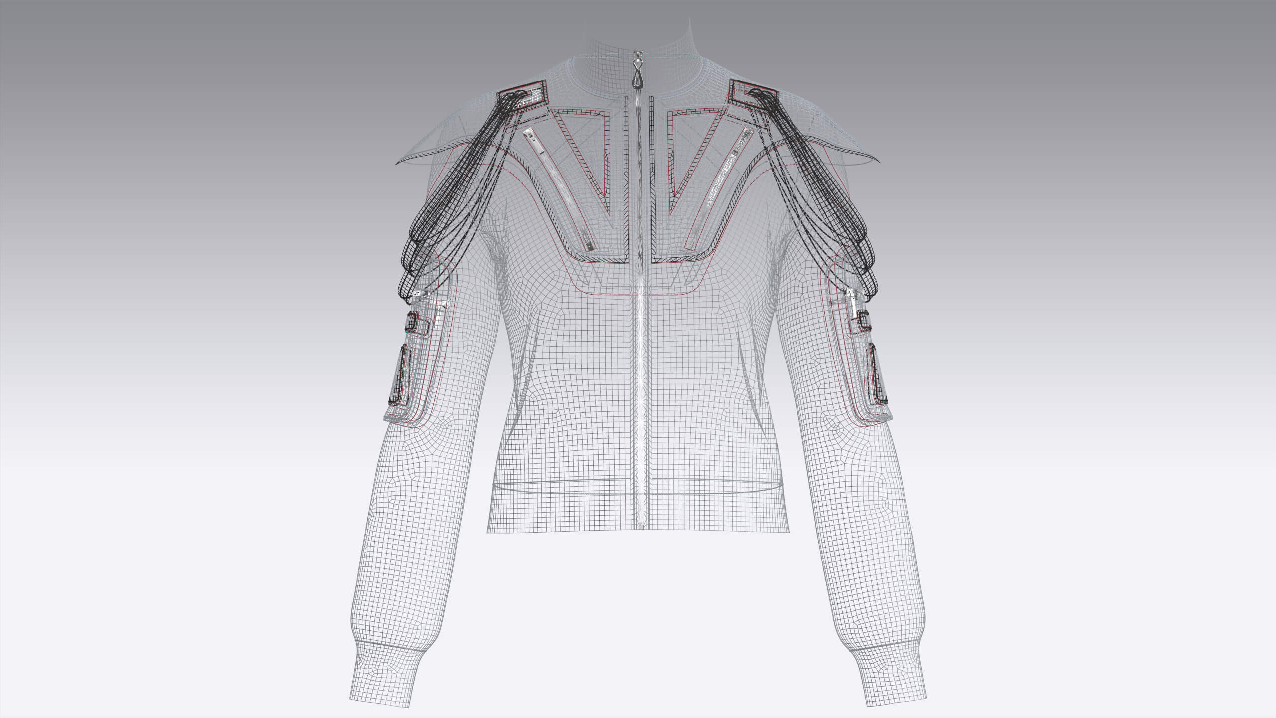 Girls Shoulder Strap Detail Full-Zip Jacket 3D Model