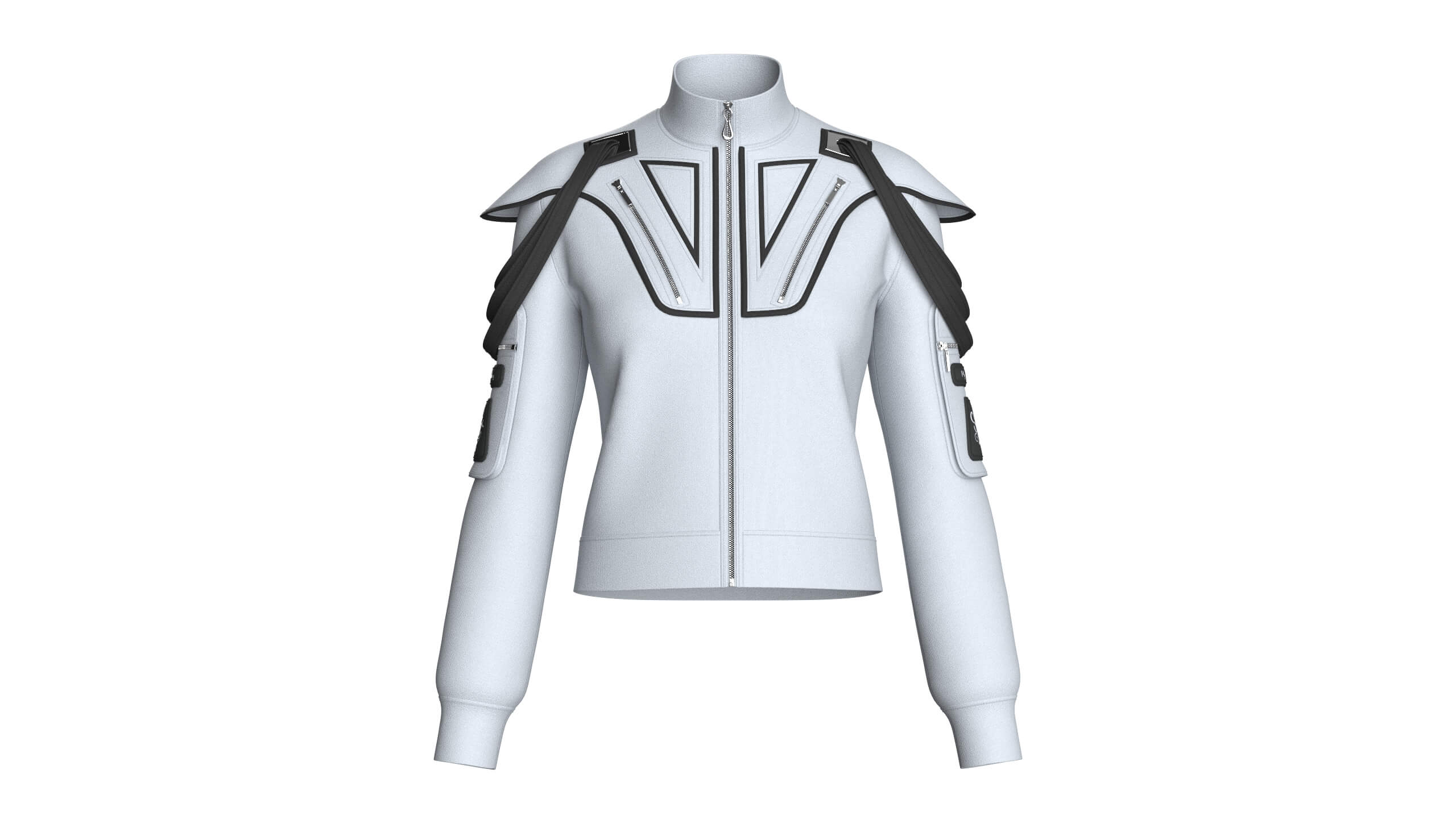 Girls Shoulder Strap Detail Full-Zip Jacket 3D Model