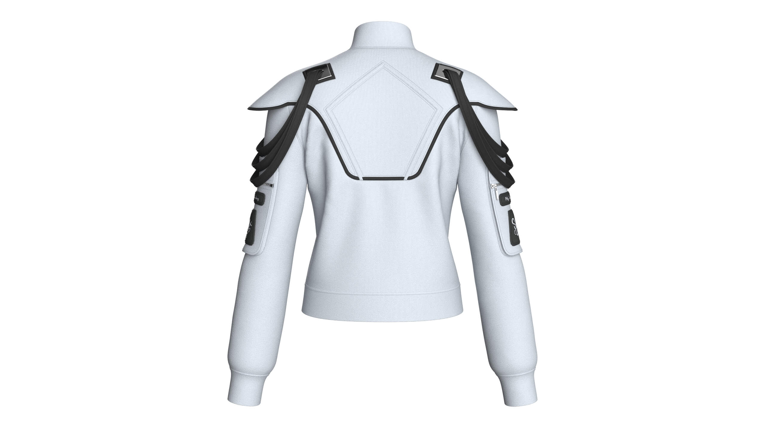 Girls Shoulder Strap Detail Full-Zip Jacket 3D Model