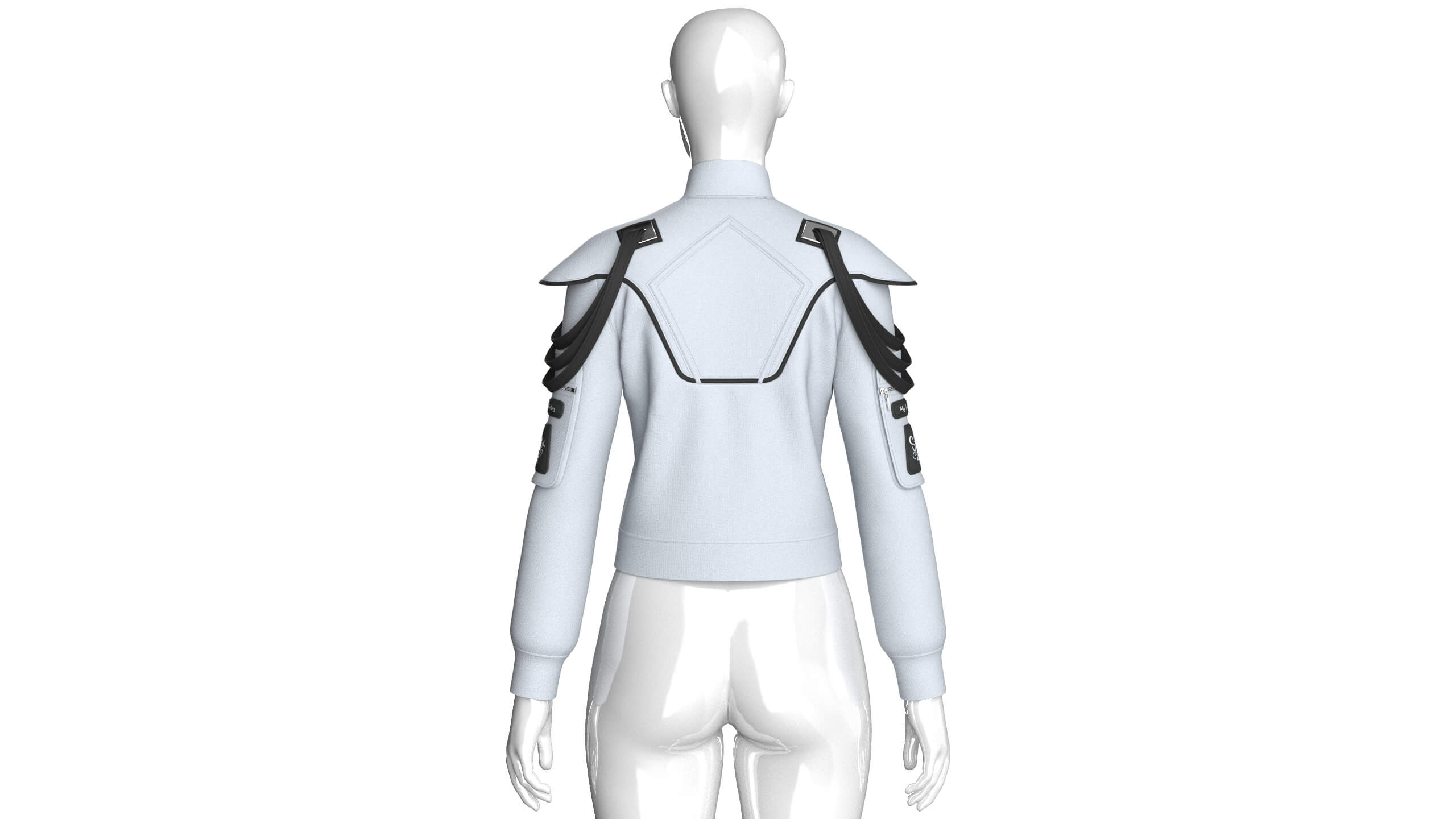 Girls Shoulder Strap Detail Full-Zip Jacket 3D Model