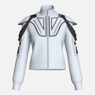 Girls Shoulder Strap Detail Full-Zip Jacket