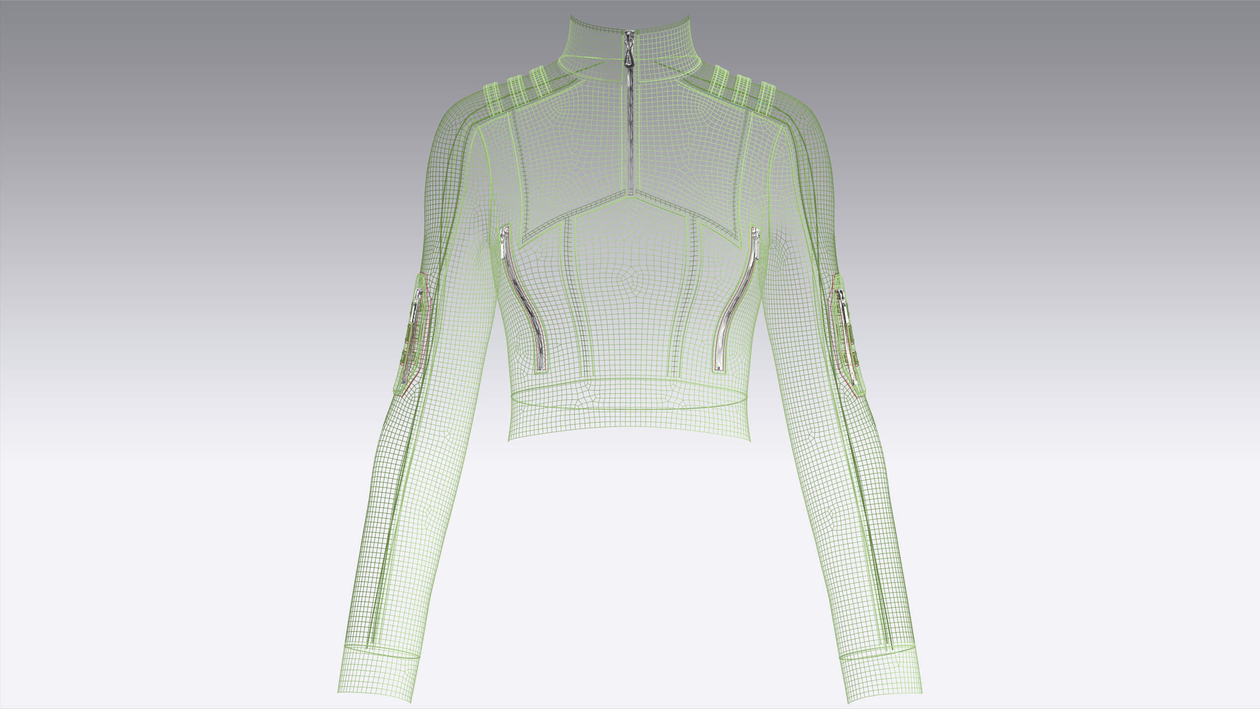 Girls Shoulder Strap Half-Zip Crop Jacket 3D Model