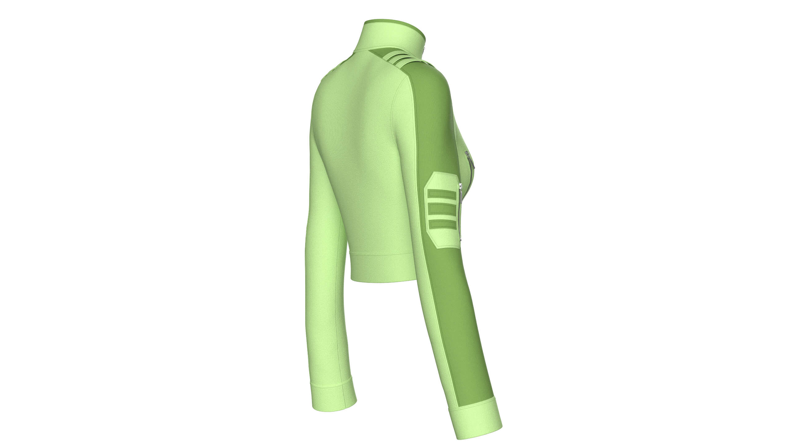Girls Shoulder Strap Half-Zip Crop Jacket 3D Model