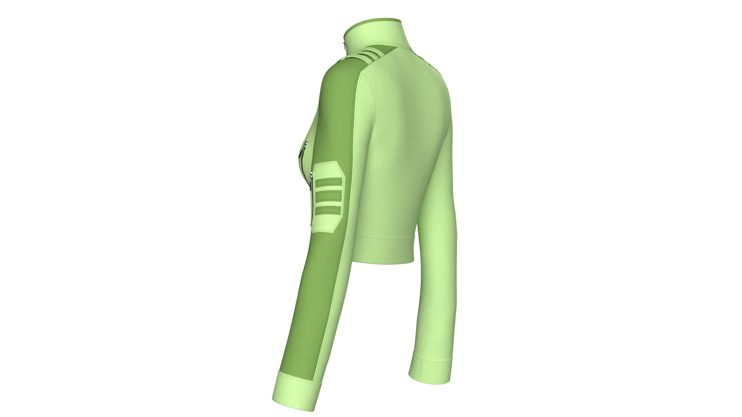 Girls Shoulder Strap Half-Zip Crop Jacket 3D Model