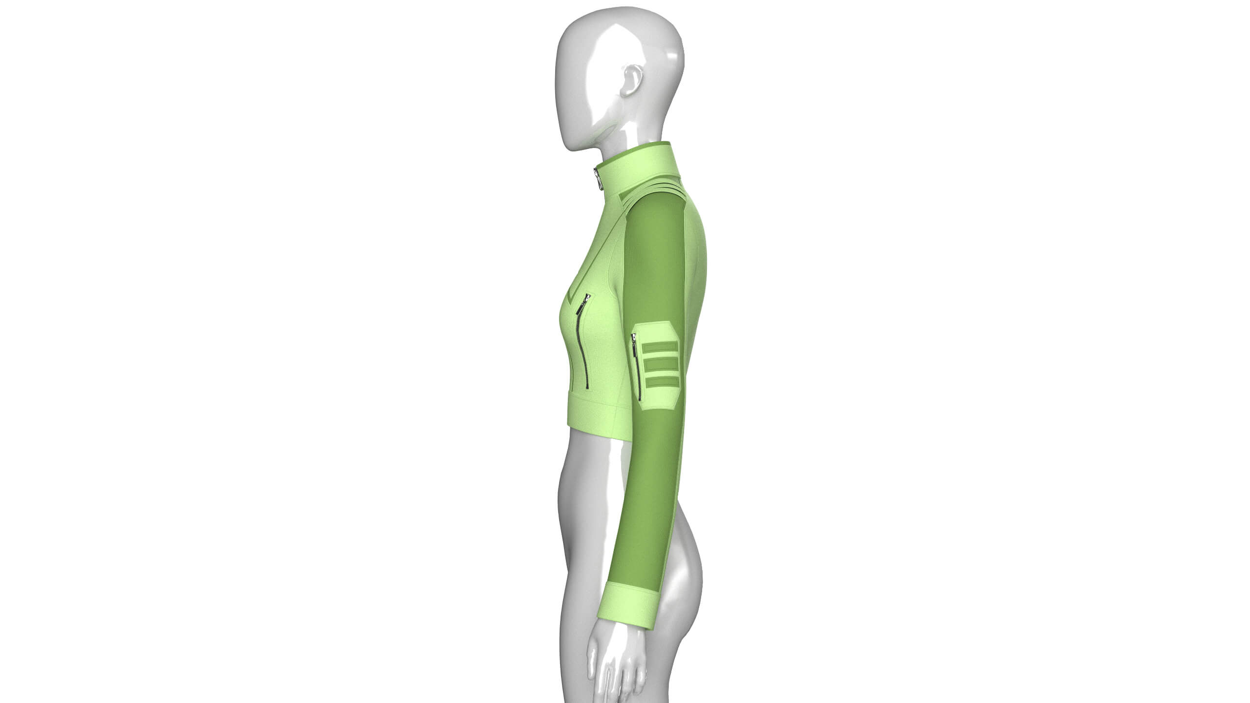 Girls Shoulder Strap Half-Zip Crop Jacket 3D Model