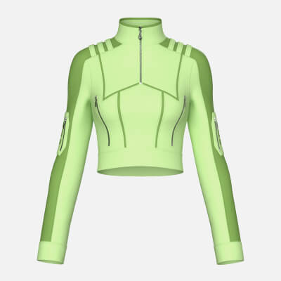 Girls Shoulder Strap Half-Zip Crop Jacket