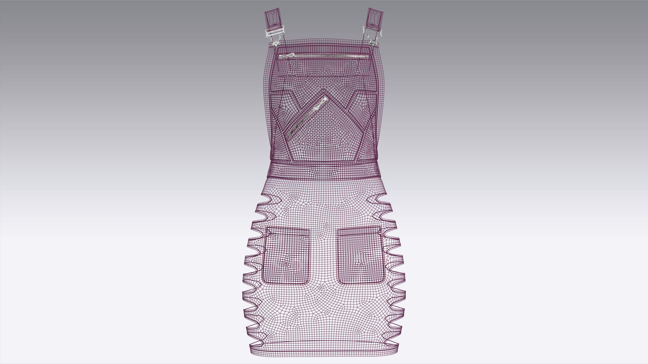 Girls Side Cut Out Overall Mini Dress 3D Model