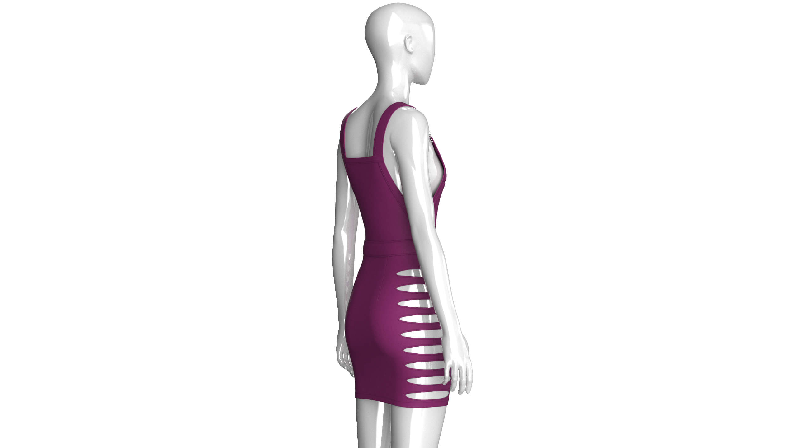 Girls Side Cut Out Overall Mini Dress 3D Model