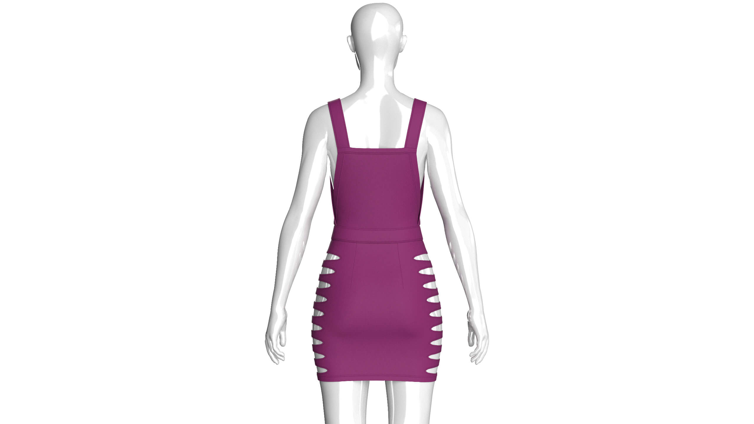 Girls Side Cut Out Overall Mini Dress 3D Model