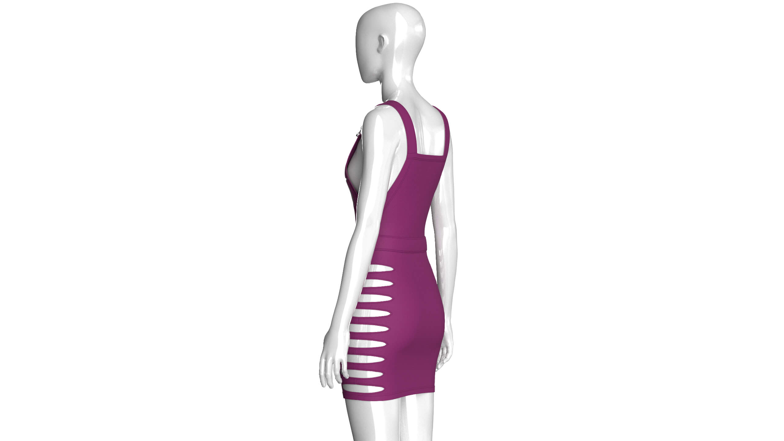 Girls Side Cut Out Overall Mini Dress 3D Model