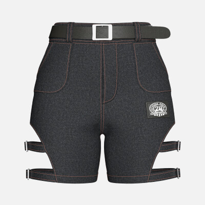 Girls Side Cutout Shorts with Buckle Straps
