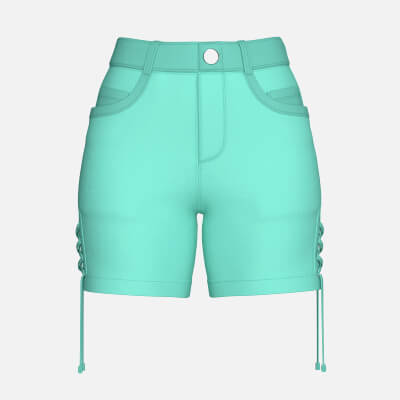 Girls Side Lace-Up High-Waisted Shorts
