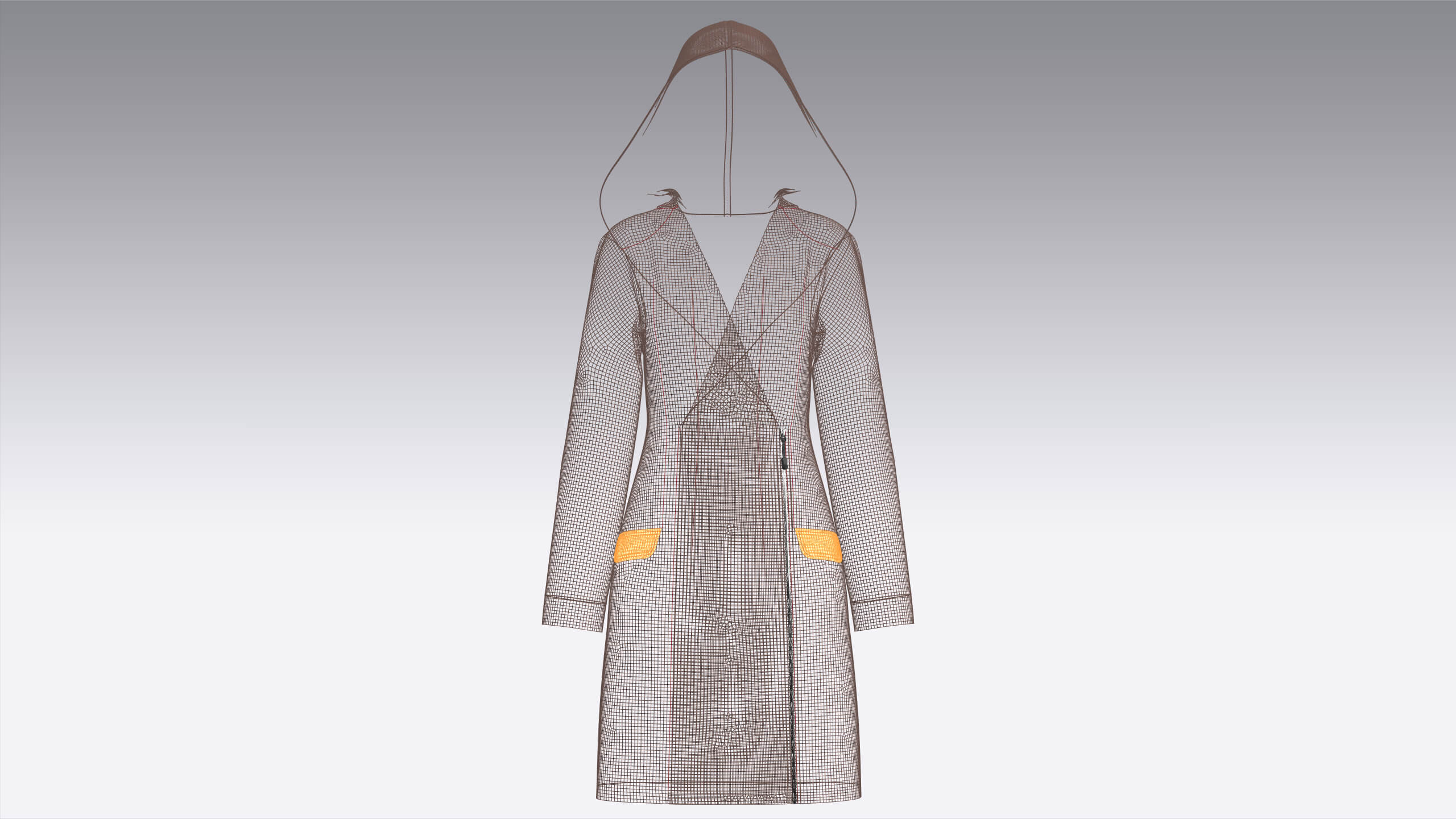 Girls Side Zip Long Hooded Coat 3D Model