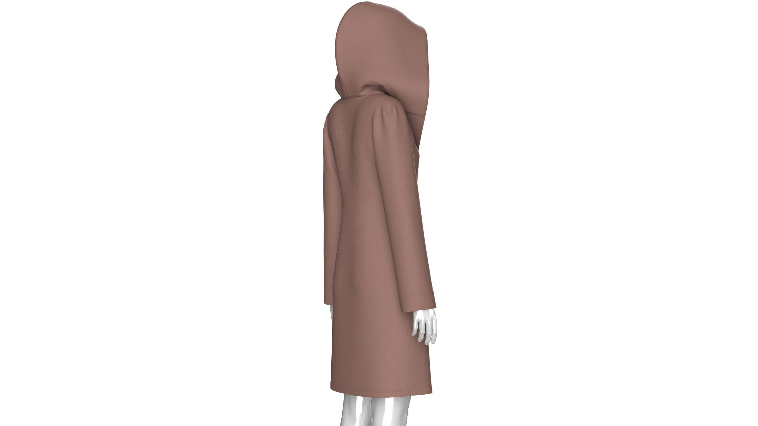 Girls Side Zip Long Hooded Coat 3D Model