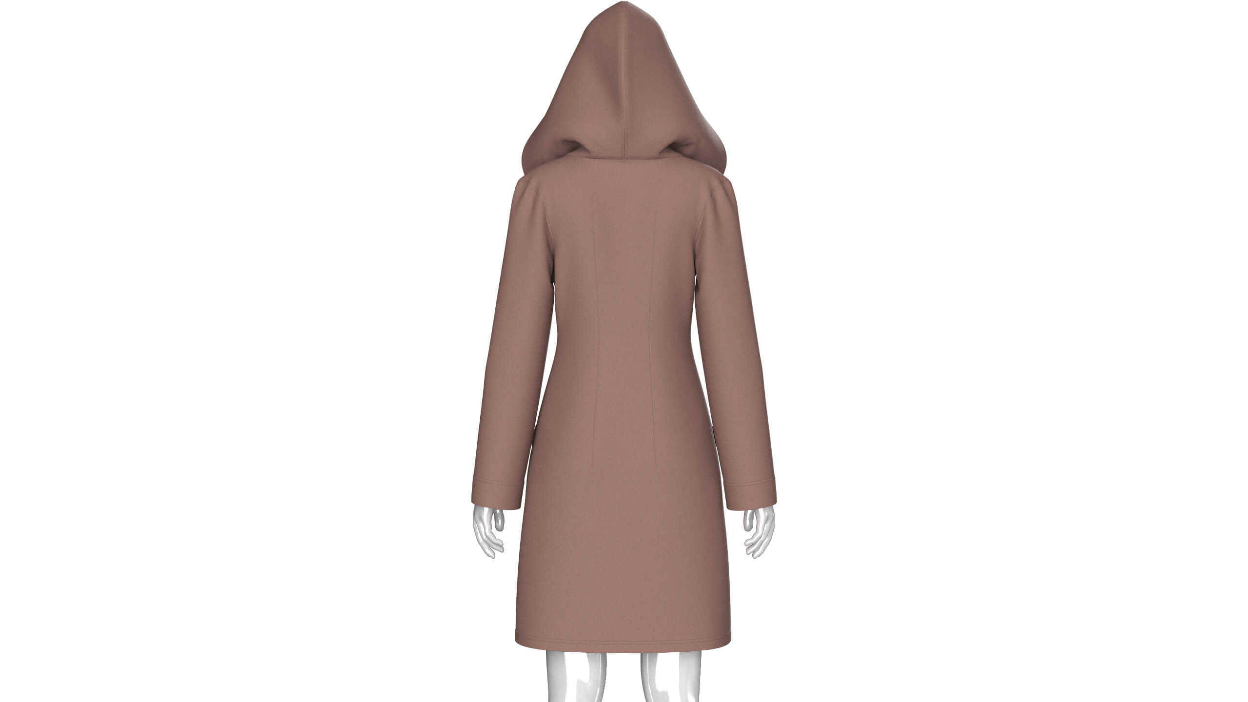 Girls Side Zip Long Hooded Coat 3D Model