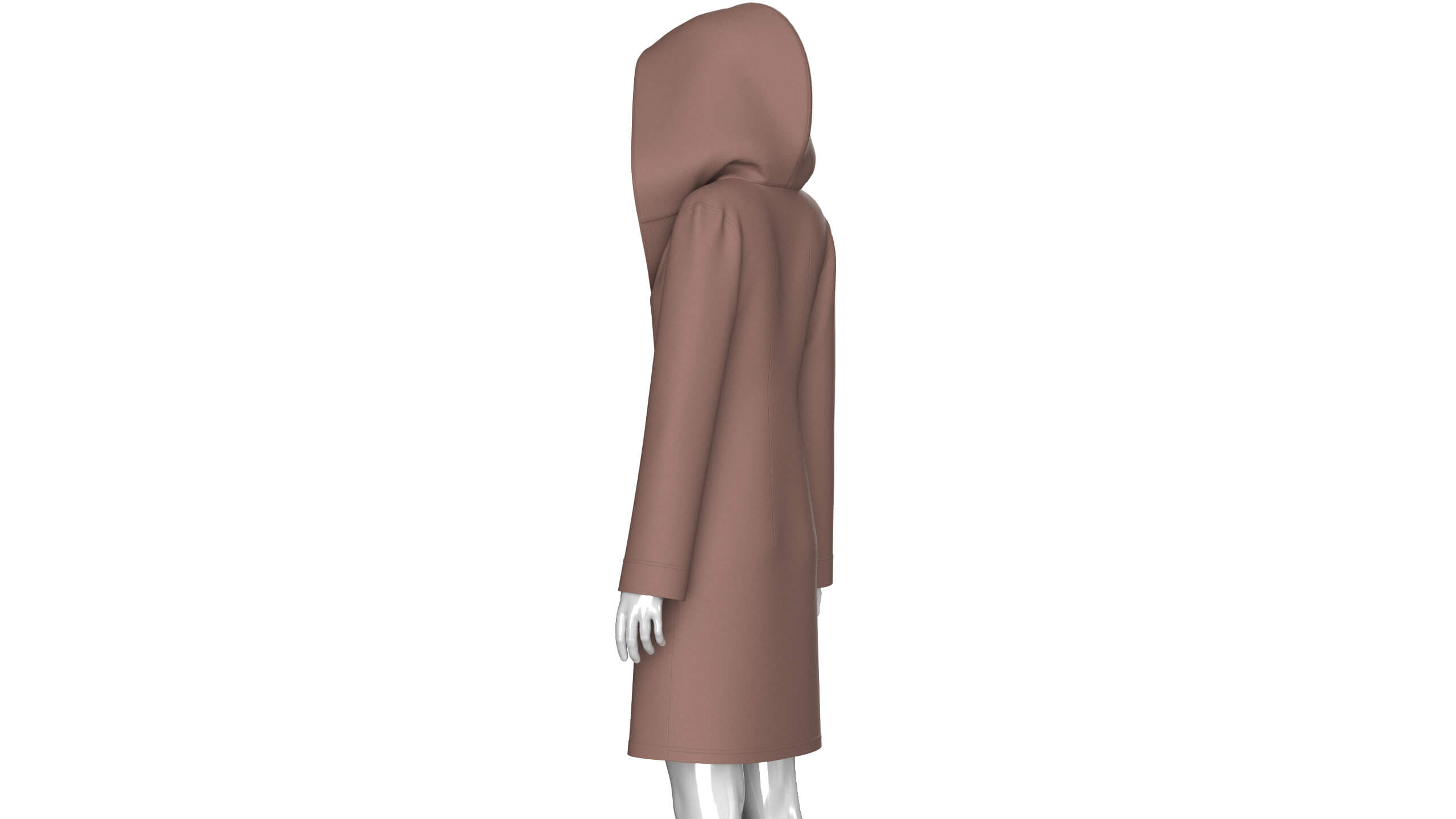 Girls Side Zip Long Hooded Coat 3D Model