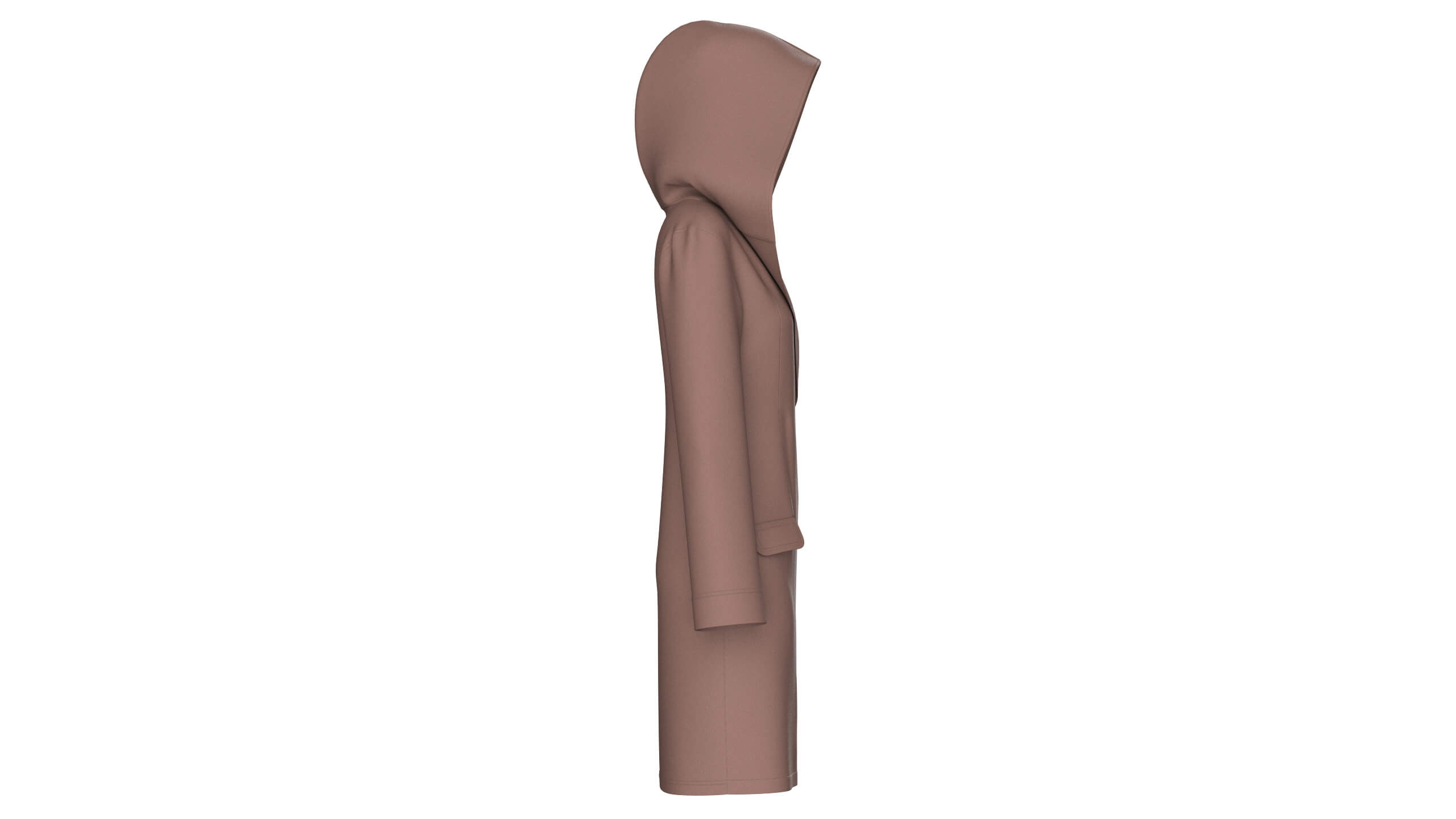 Girls Side Zip Long Hooded Coat 3D Model