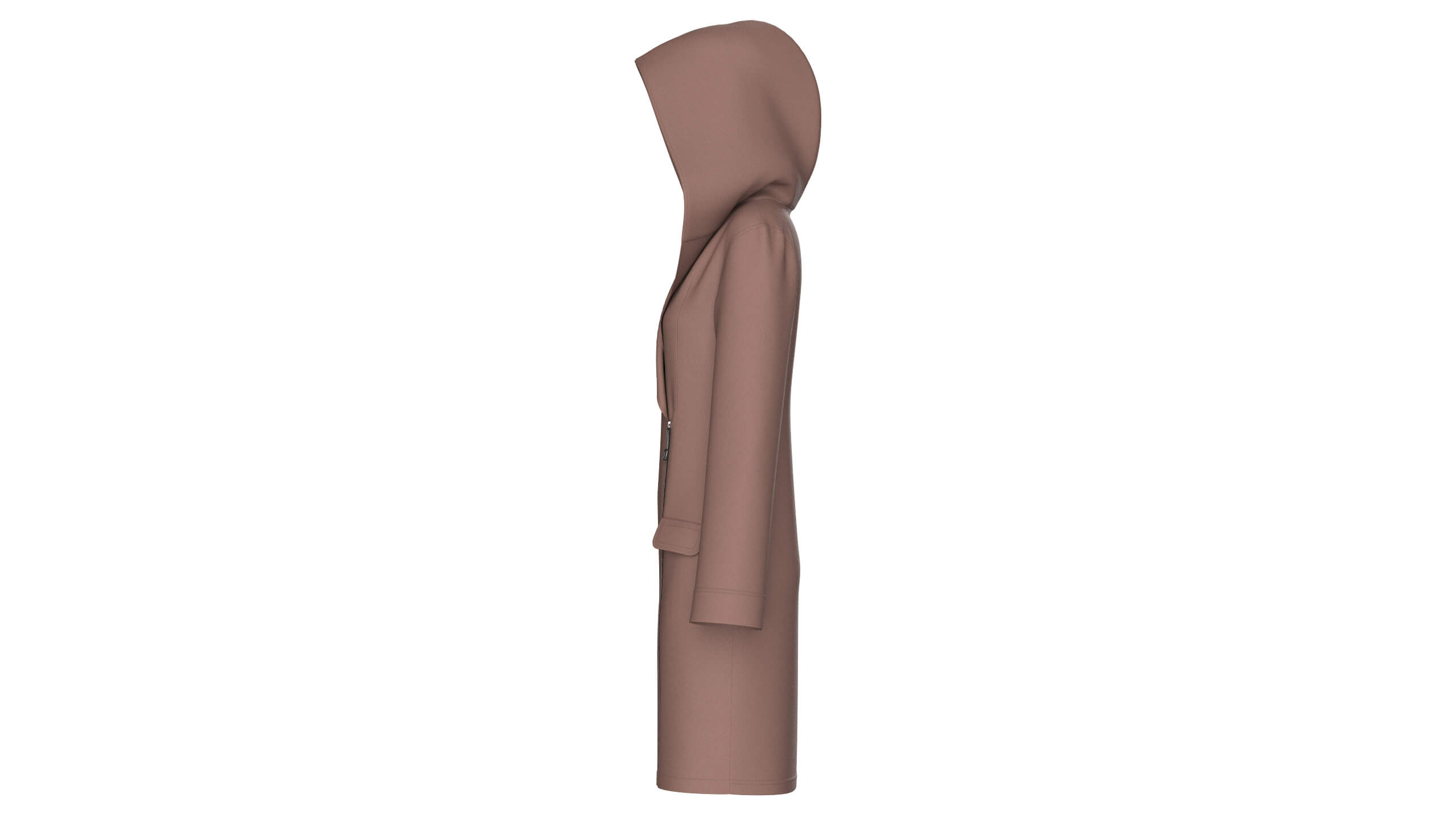 Girls Side Zip Long Hooded Coat 3D Model