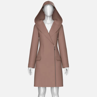 Girls Side Zip Long Hooded Coat