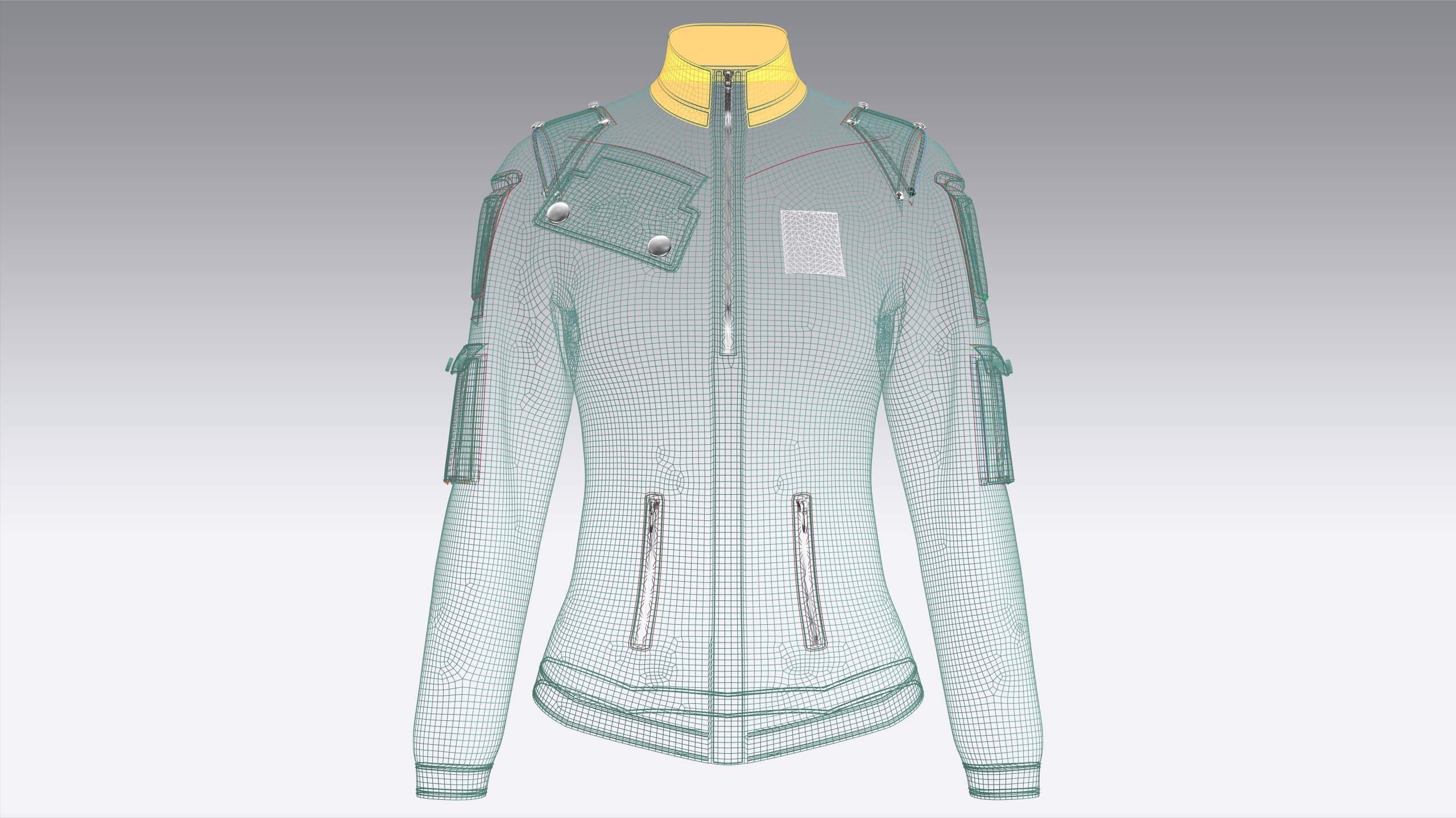 Girls Sleeve Cargo Pocket Zip Jacket 3D Model